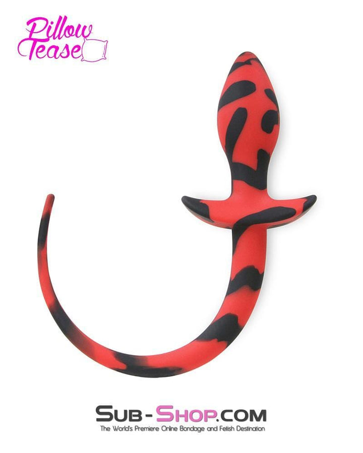 0465E      Good Puppy Red and Black Silicone Puppy Play Tail Butt Plug - LAST CHANCE - Final Closeout! MEGA Deal   , Sub-Shop.com Bondage and Fetish Superstore