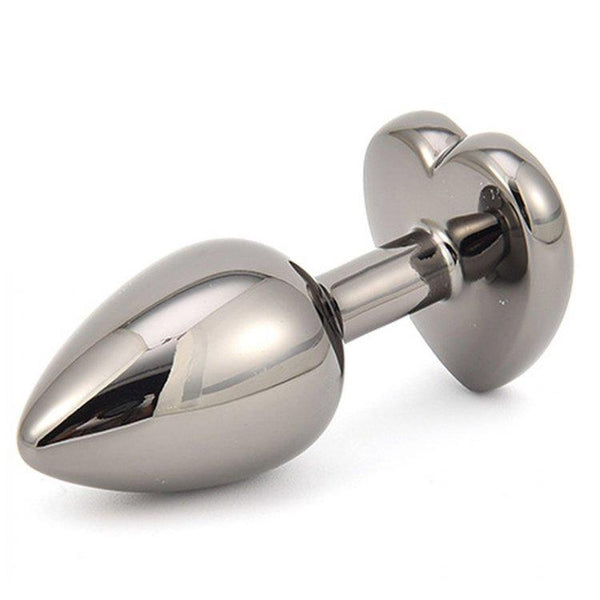 4726M      Heart Jeweled Stainless Steel Butt Plug, Large Black Chrome - LAST CHANCE - Final Closeout! MEGA Deal   , Sub-Shop.com Bondage and Fetish Superstore