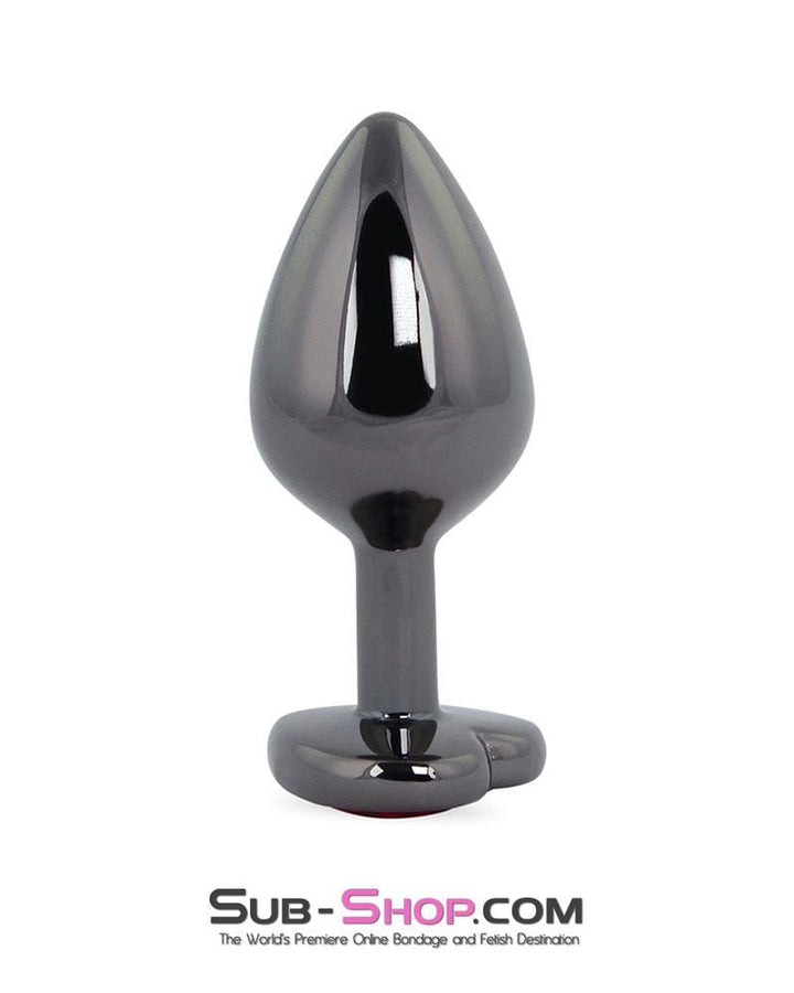 4728M      Heart Jeweled Stainless Steel Butt Plug, Small Black Chrome - LAST CHANCE - Final Closeout! MEGA Deal   , Sub-Shop.com Bondage and Fetish Superstore