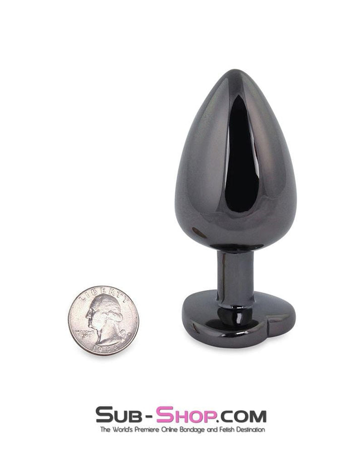 4728M      Heart Jeweled Stainless Steel Butt Plug, Small Black Chrome - LAST CHANCE - Final Closeout! MEGA Deal   , Sub-Shop.com Bondage and Fetish Superstore