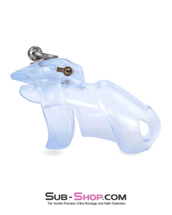 4771M      Long Clear Locking Cock Cage Chastity with Lead Ring with Medium Cock Cuff Chastity   , Sub-Shop.com Bondage and Fetish Superstore