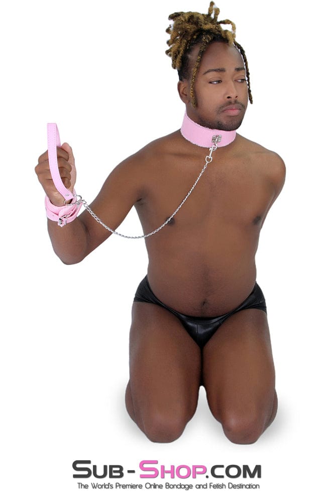 2785MQ      Pink Handle Chained Bondage Leash Leash   , Sub-Shop.com Bondage and Fetish Superstore