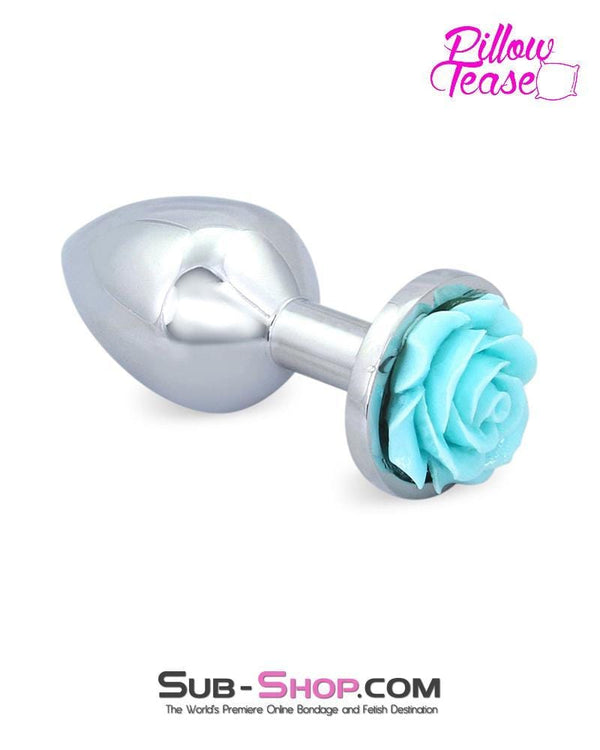 0541E      Diamond Blue Rose Medium Chromed Anal Plug - LAST CHANCE - Final Closeout! MEGA Deal   , Sub-Shop.com Bondage and Fetish Superstore