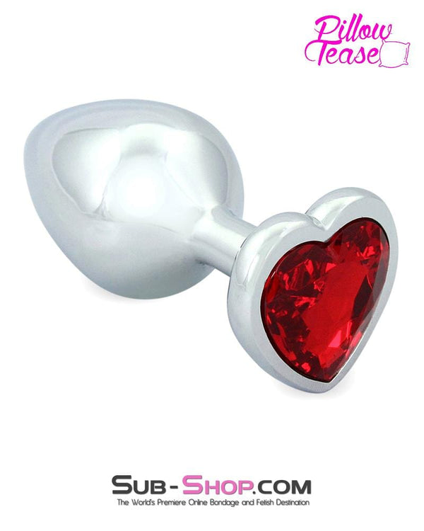 5720M      Red Heart Jeweled Stainless Steel Medium Butt Plug - LAST CHANCE - Final Closeout! MEGA Deal   , Sub-Shop.com Bondage and Fetish Superstore