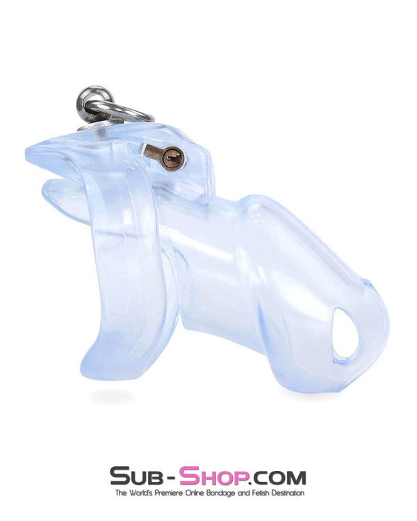 5721M      Long Clear Locking Cock Cage Chastity with Lead Ring with Large Cock Cuff Chastity   , Sub-Shop.com Bondage and Fetish Superstore