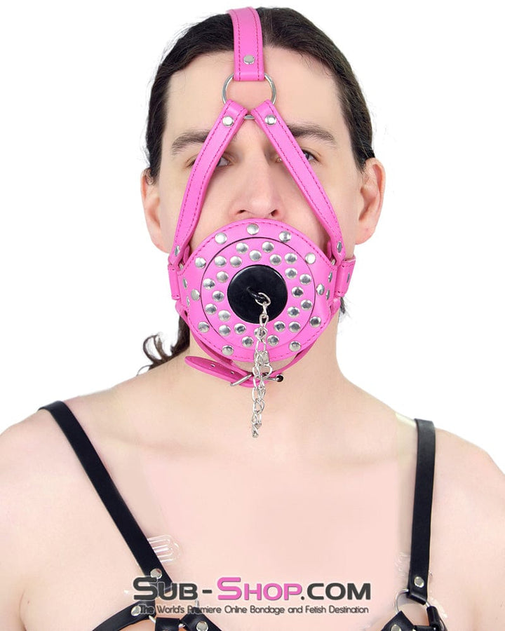 5744RS-SIS      Hot Sissy Forced Fantasy BDSM Mistress Pink Riveted Plug Gag Trainer Sissy   , Sub-Shop.com Bondage and Fetish Superstore