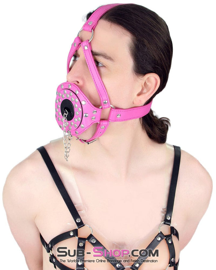 5744RS-SIS      Hot Sissy Forced Fantasy BDSM Mistress Pink Riveted Plug Gag Trainer Sissy   , Sub-Shop.com Bondage and Fetish Superstore