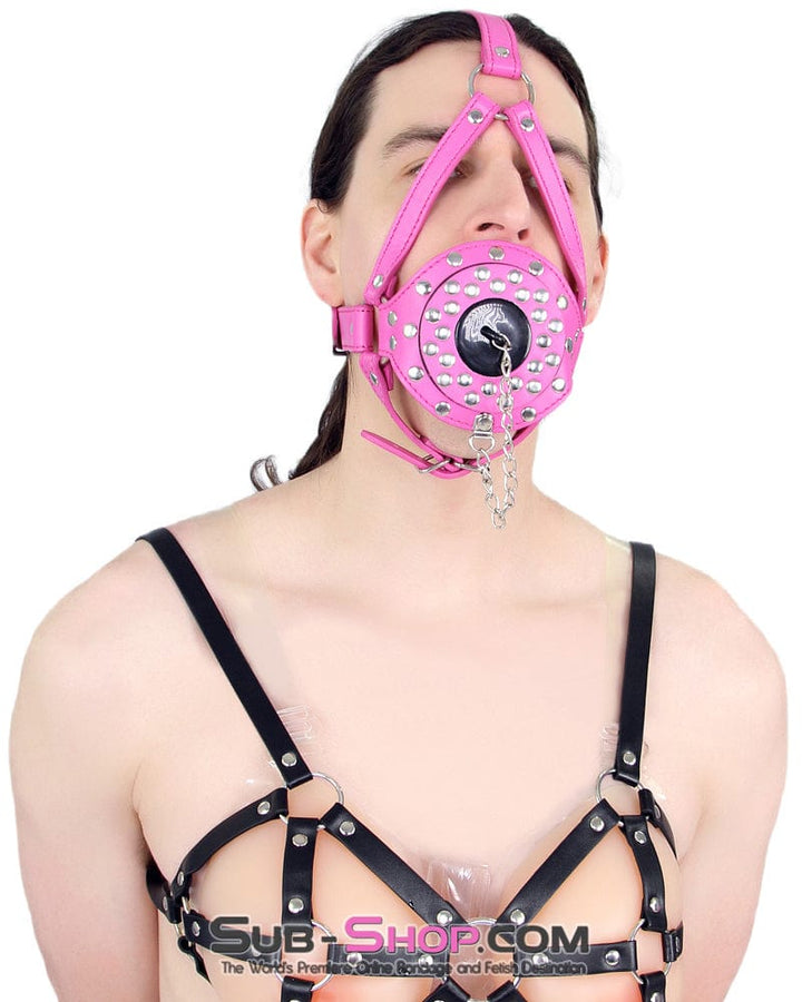 5744RS-SIS      Hot Sissy Forced Fantasy BDSM Mistress Pink Riveted Plug Gag Trainer Sissy   , Sub-Shop.com Bondage and Fetish Superstore