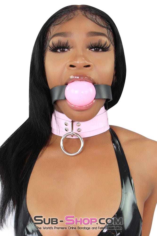 0991A      Captured Beauty Princess Pink Leather Bondage Collar Collar   , Sub-Shop.com Bondage and Fetish Superstore