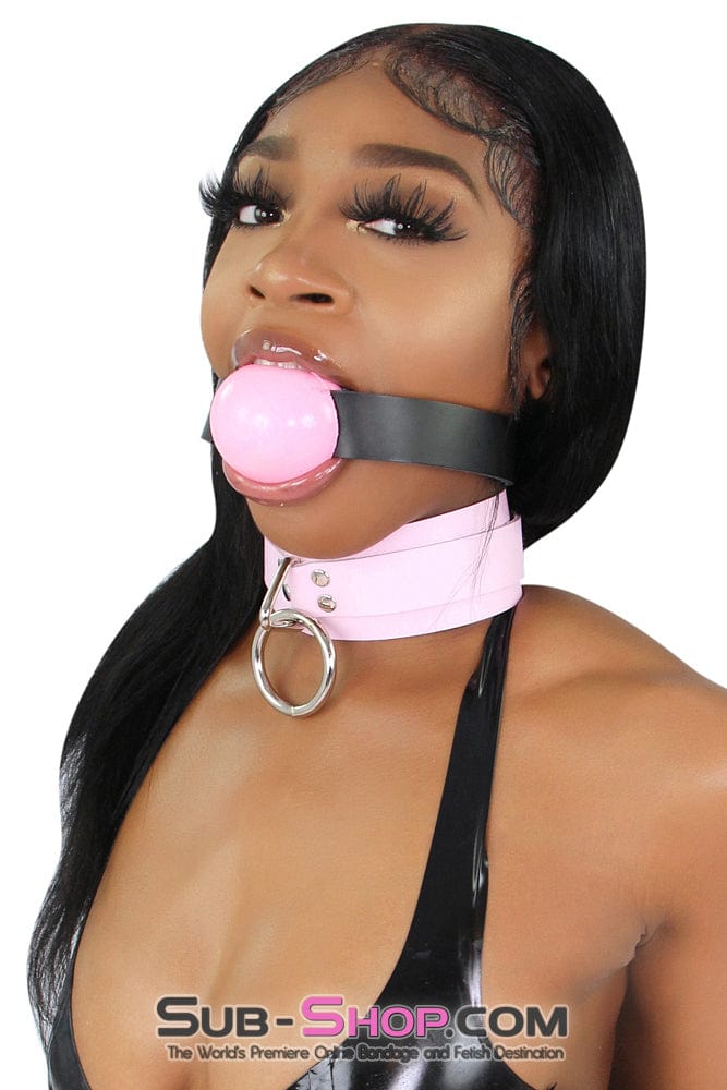 0991A      Captured Beauty Princess Pink Leather Bondage Collar Collar   , Sub-Shop.com Bondage and Fetish Superstore