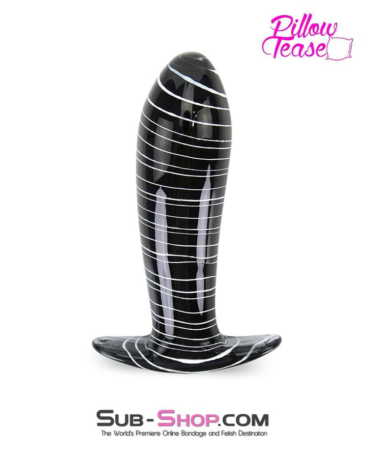 0600E      Black Swirl Glass Luxe P-Spot Butt Plug - LAST CHANCE - Final Closeout! MEGA Deal   , Sub-Shop.com Bondage and Fetish Superstore