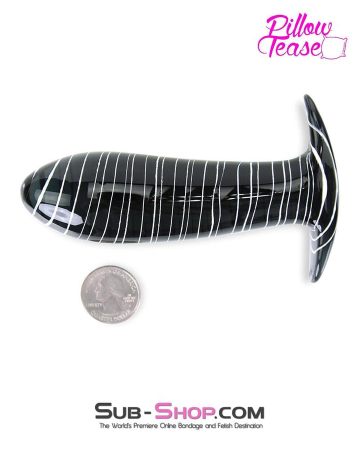 0600E      Black Swirl Glass Luxe P-Spot Butt Plug - LAST CHANCE - Final Closeout! MEGA Deal   , Sub-Shop.com Bondage and Fetish Superstore