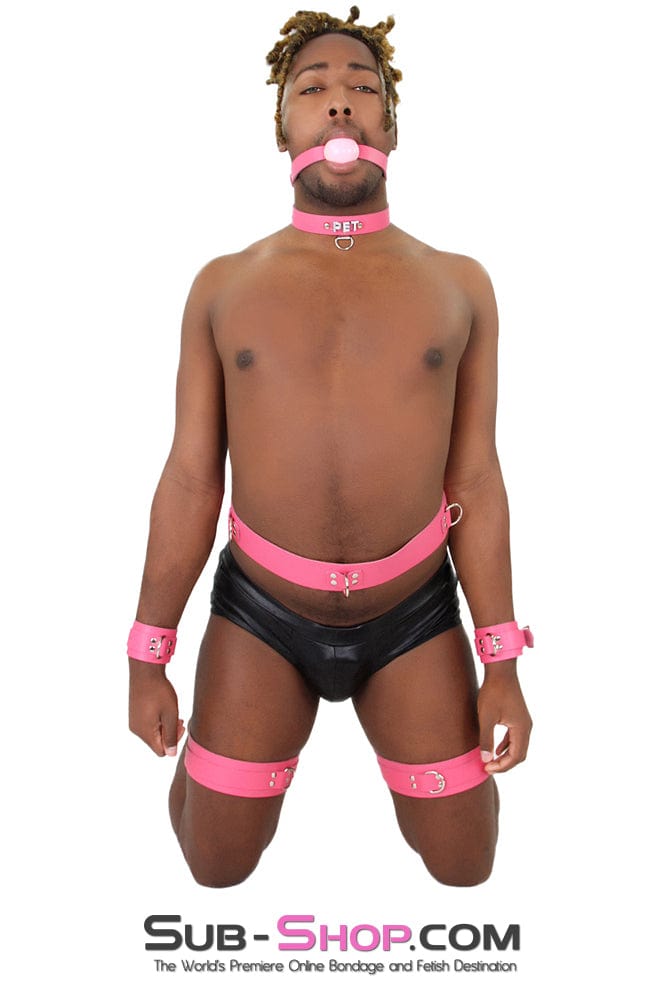 7238A-SIS      Hot Pink Sissy Leather Thigh Cuffs Sissy   , Sub-Shop.com Bondage and Fetish Superstore