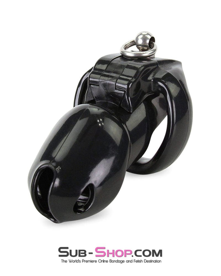 6893M-SIS      Sissy Boy Long Black Cock Cage with Lead Ring and Medium Cock Cuff Ring Sissy   , Sub-Shop.com Bondage and Fetish Superstore