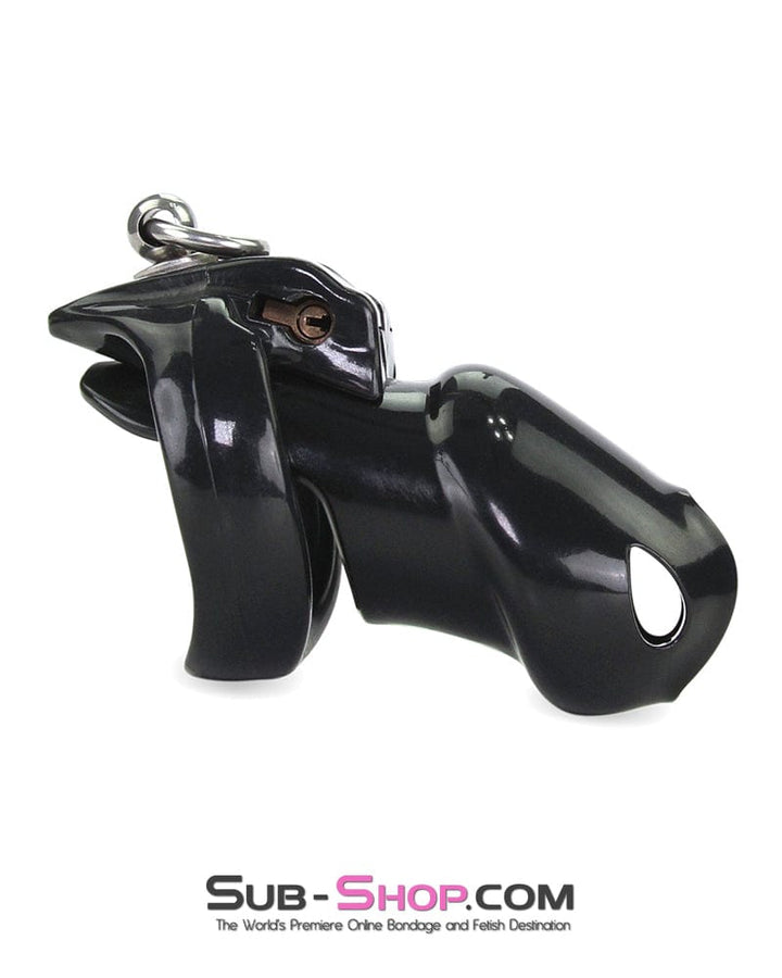 6893M      Long Black Cock Cage with Lead Ring and Medium Cock Cuff Ring Chastity   , Sub-Shop.com Bondage and Fetish Superstore