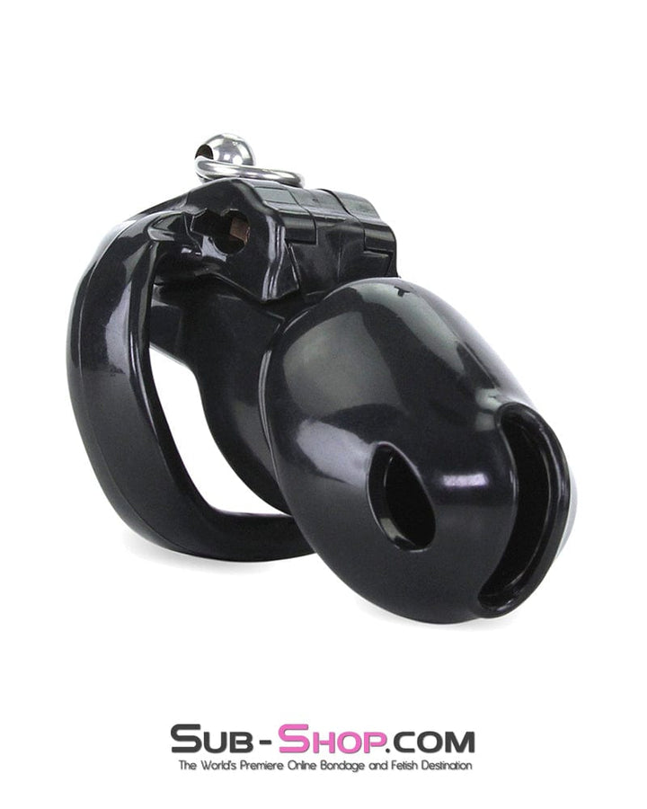 6893M-SIS      Sissy Boy Long Black Cock Cage with Lead Ring and Medium Cock Cuff Ring Sissy   , Sub-Shop.com Bondage and Fetish Superstore