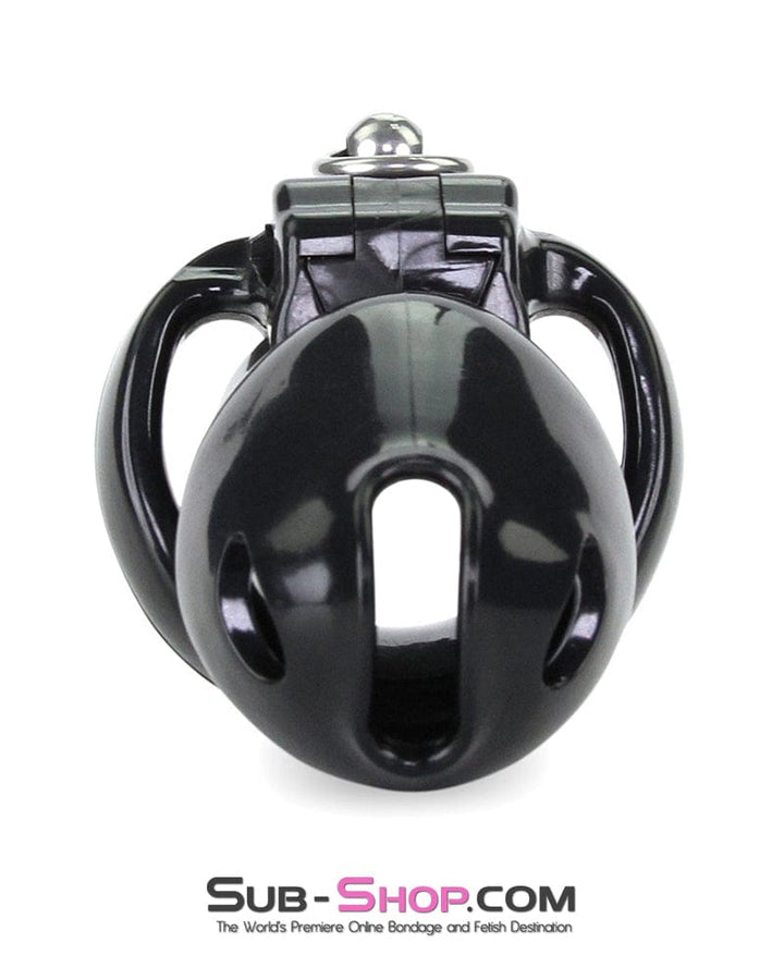 6893M      Long Black Cock Cage with Lead Ring and Medium Cock Cuff Ring Chastity   , Sub-Shop.com Bondage and Fetish Superstore