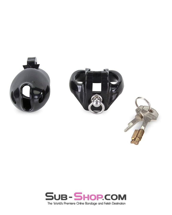 6893M      Long Black Cock Cage with Lead Ring and Medium Cock Cuff Ring Chastity   , Sub-Shop.com Bondage and Fetish Superstore