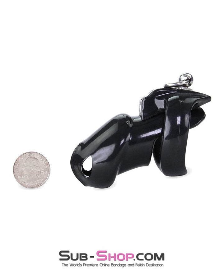 6893M      Long Black Cock Cage with Lead Ring and Medium Cock Cuff Ring Chastity   , Sub-Shop.com Bondage and Fetish Superstore