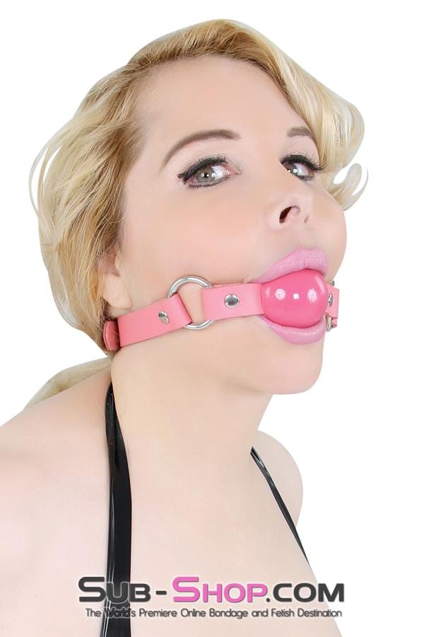 6914A      Rings of Submission, Passion Pink Ball, Passion Pink Leather Strap Ballgag Ballgag   , Sub-Shop.com Bondage and Fetish Superstore