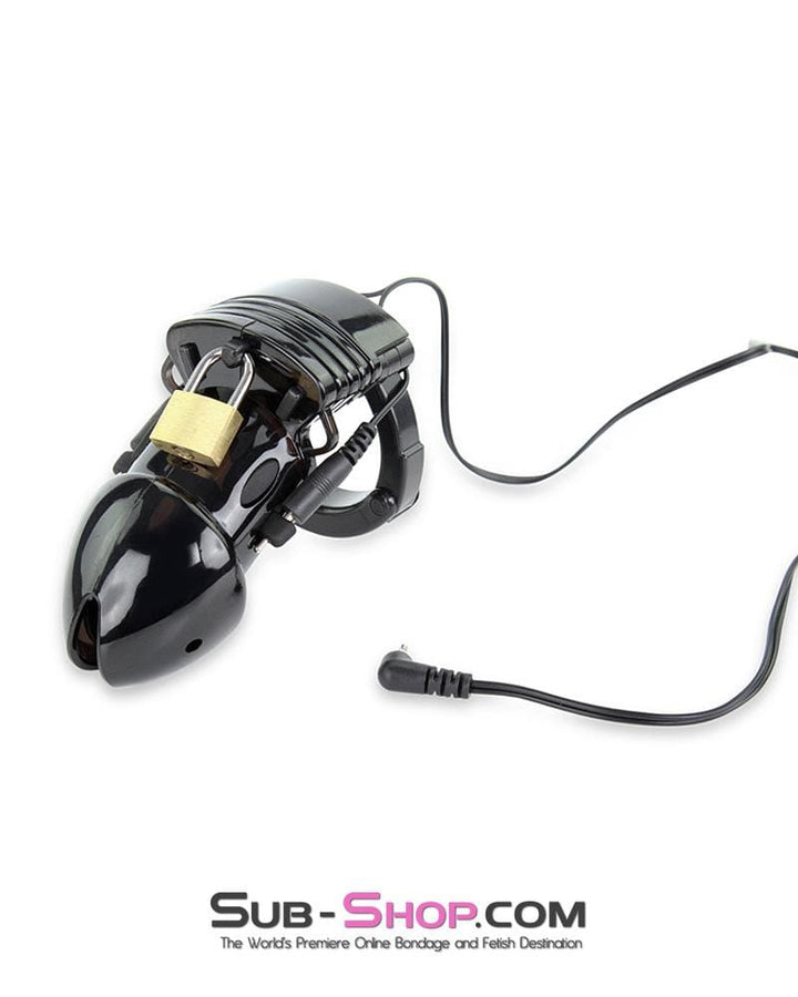 6928AE      Electro Stim Black Jack Adjustable Locking Male Cock Cuff Chastity Device - MEGA Deal MEGA Deal   , Sub-Shop.com Bondage and Fetish Superstore