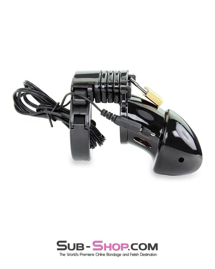 6928AE      Electro Stim Black Jack Adjustable Locking Male Cock Cuff Chastity Device Chastity   , Sub-Shop.com Bondage and Fetish Superstore