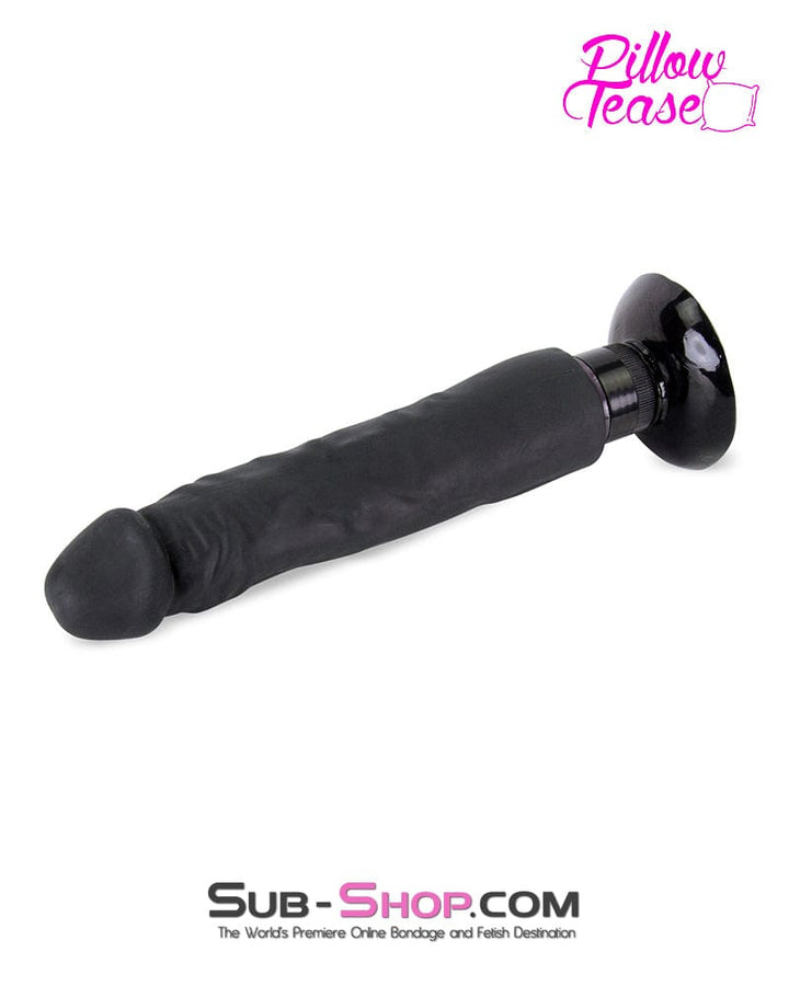 6945M      8” Vibrating Realistic Skin Dildo with Suction Cup, Black Dildo   , Sub-Shop.com Bondage and Fetish Superstore