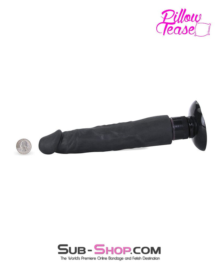 6945M      8” Vibrating Realistic Skin Dildo with Suction Cup, Black Dildo   , Sub-Shop.com Bondage and Fetish Superstore