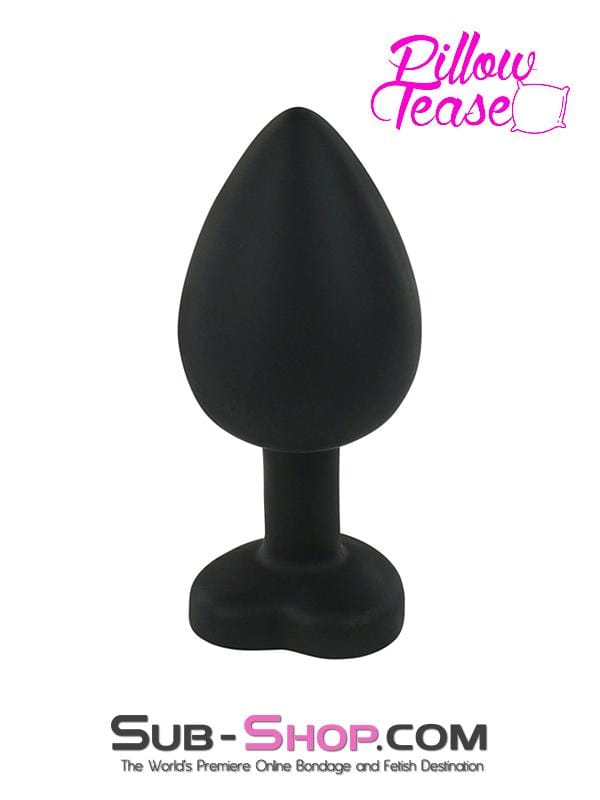 6950M      Dark Heart Large Black Silicone Butt Plug with Heart Shaped Crystal - LAST CHANCE - Final Closeout! MEGA Deal   , Sub-Shop.com Bondage and Fetish Superstore