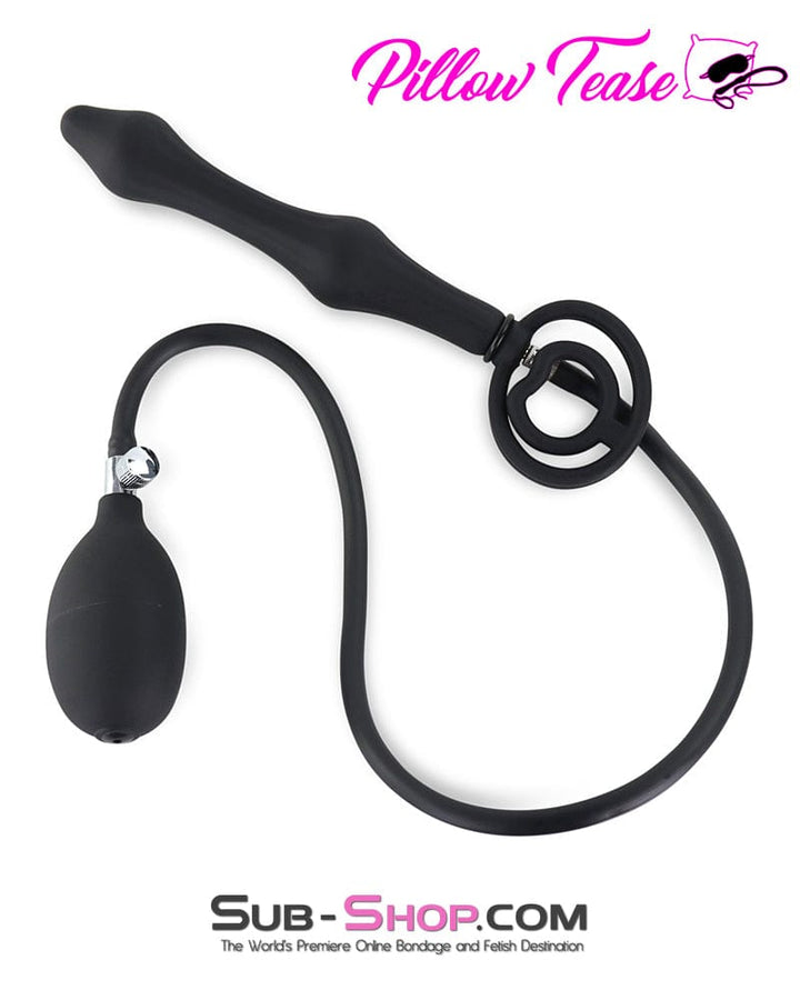 6953DL      Inflatable Rubber Double Ball Anal Plug with Removable Pump Hose Butt Plug   , Sub-Shop.com Bondage and Fetish Superstore