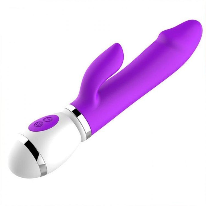 6999M      Rechargeable 12 Function Rotating Purple Penis Vibrator with Clit Stimulate-Her Vibrators   , Sub-Shop.com Bondage and Fetish Superstore