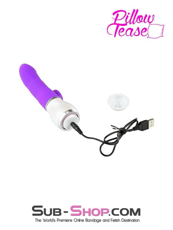 6999M      Rechargeable 12 Function Rotating Purple Penis Vibrator with Clit Stimulate-Her Vibrators   , Sub-Shop.com Bondage and Fetish Superstore