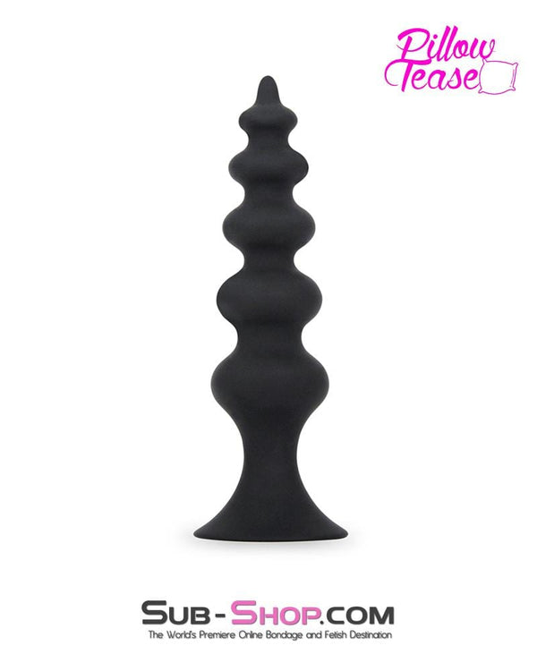 7065S      Tower Ripple Black Silicone Graduated Butt Plug Butt Plug   , Sub-Shop.com Bondage and Fetish Superstore