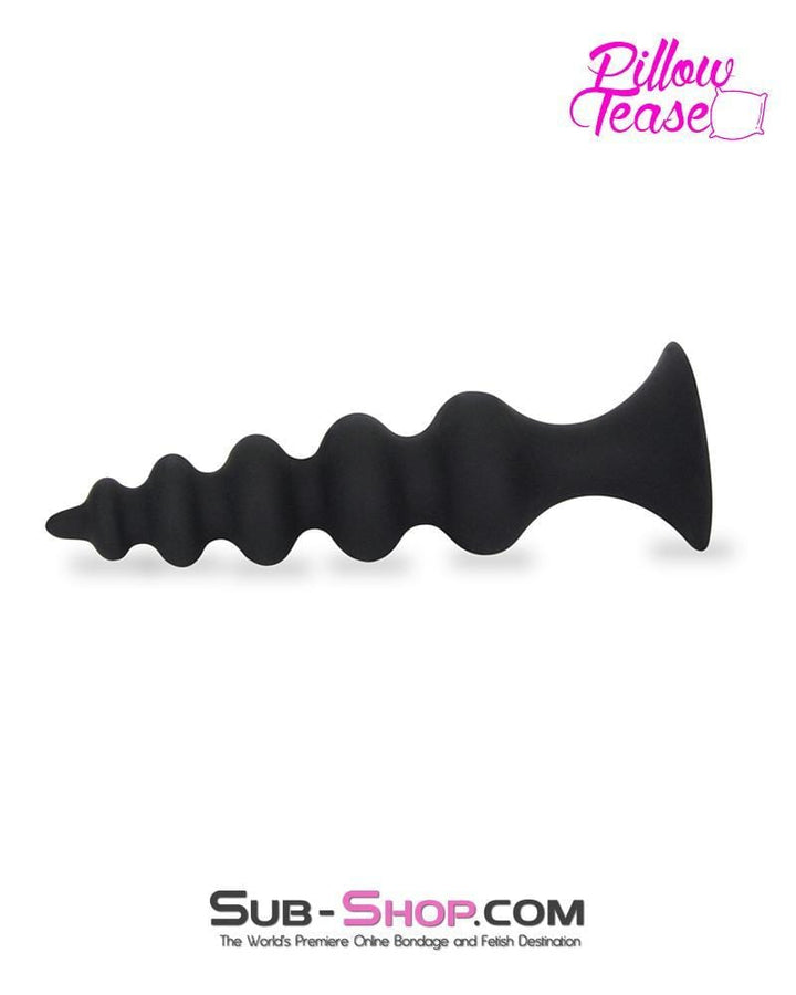 7065S      Tower Ripple Black Silicone Graduated Butt Plug - MEGA Deal MEGA Deal   , Sub-Shop.com Bondage and Fetish Superstore