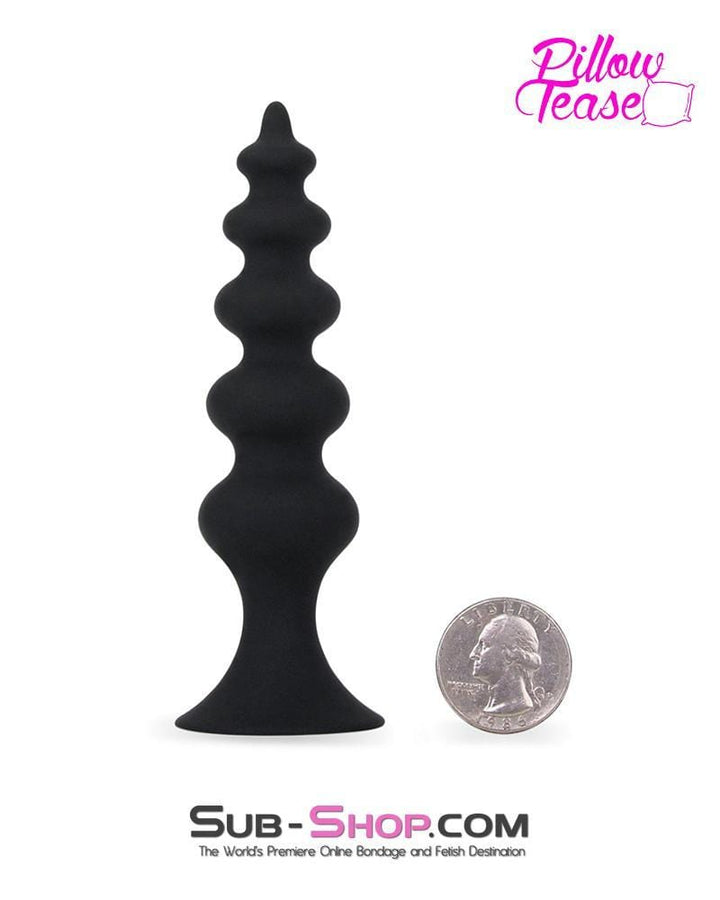 7065S      Tower Ripple Black Silicone Graduated Butt Plug - MEGA Deal MEGA Deal   , Sub-Shop.com Bondage and Fetish Superstore