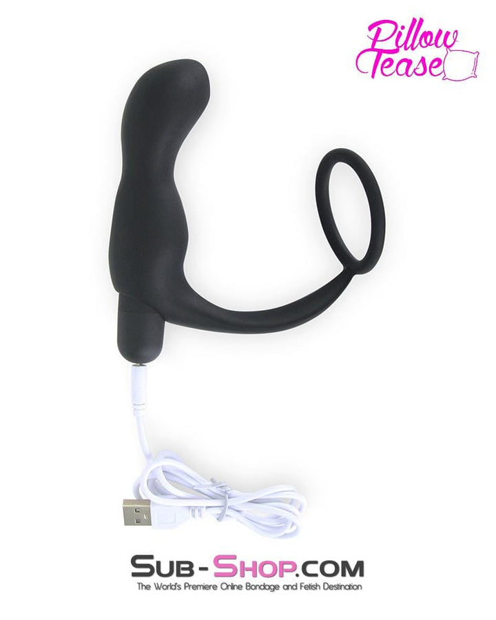 7085E      Waterproof Rechargeable Silicone Prostate Plug with Cock Ring Enhancer Prostate Stimulator   , Sub-Shop.com Bondage and Fetish Superstore