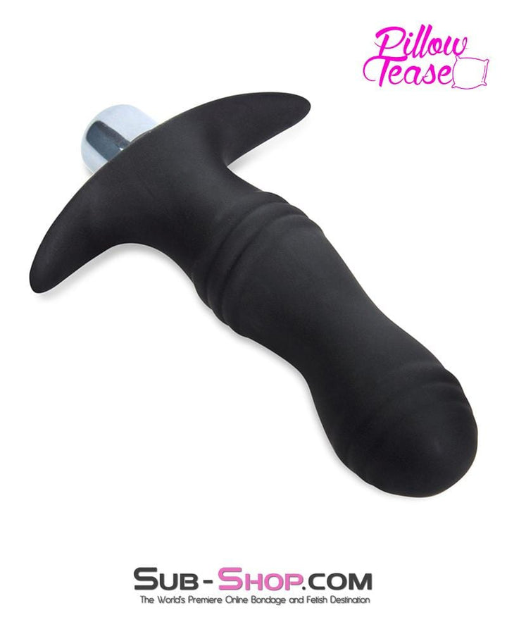 7118S      Vibrating Black Silicone P-Spot Butt Plug with Removable Bullet Butt Plug   , Sub-Shop.com Bondage and Fetish Superstore