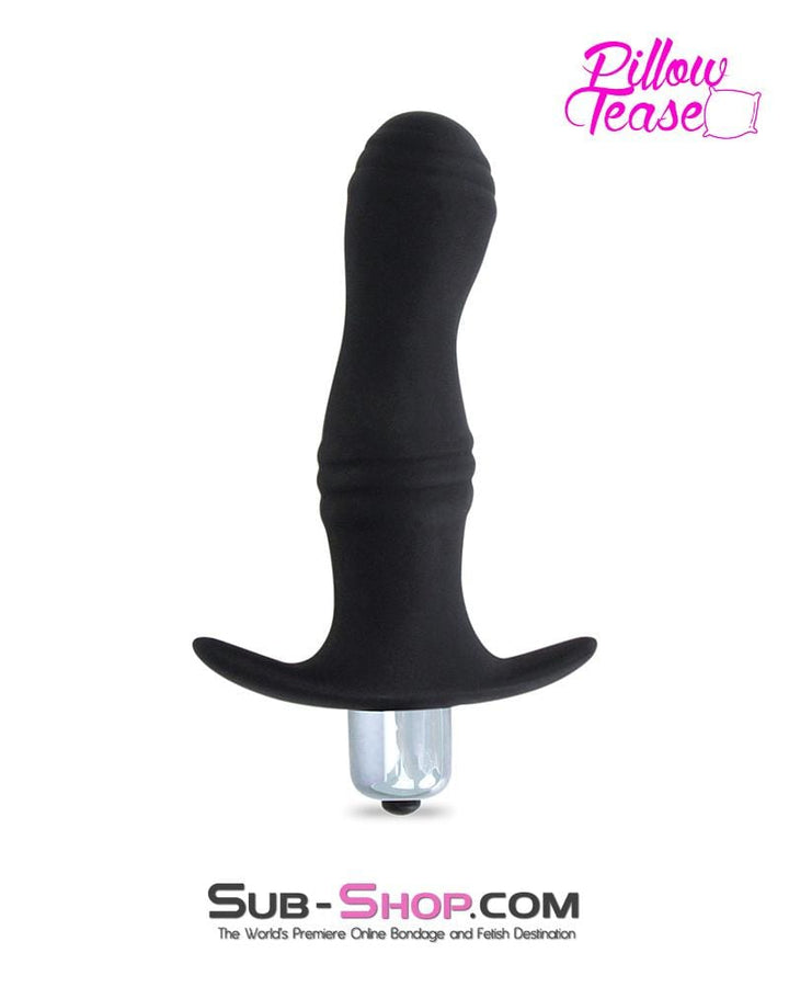 7118S      Vibrating Black Silicone P-Spot Butt Plug with Removable Bullet Butt Plug   , Sub-Shop.com Bondage and Fetish Superstore