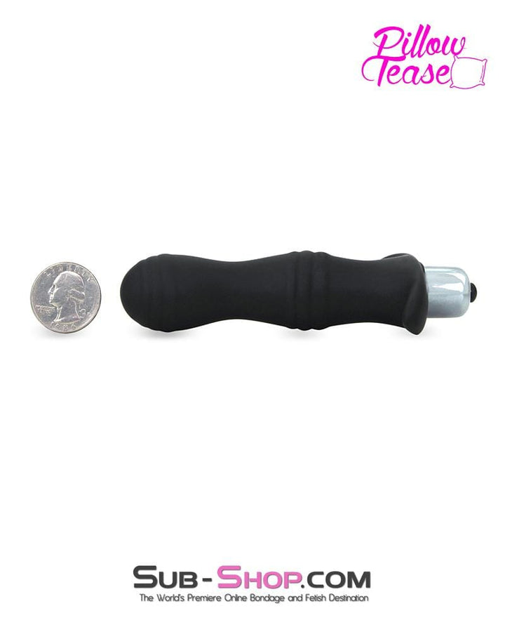 7118S      Vibrating Black Silicone P-Spot Butt Plug with Removable Bullet Butt Plug   , Sub-Shop.com Bondage and Fetish Superstore