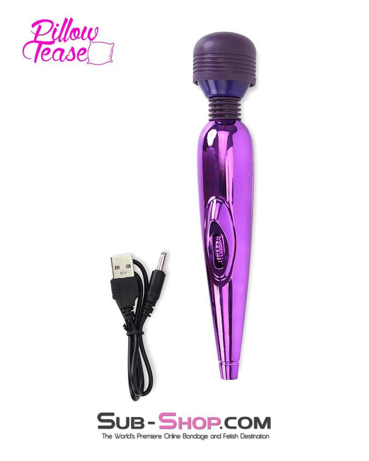 7120S      USB Rechargeable Purple Power Chrome 7" Vibrating Travel Wand Vibrators   , Sub-Shop.com Bondage and Fetish Superstore