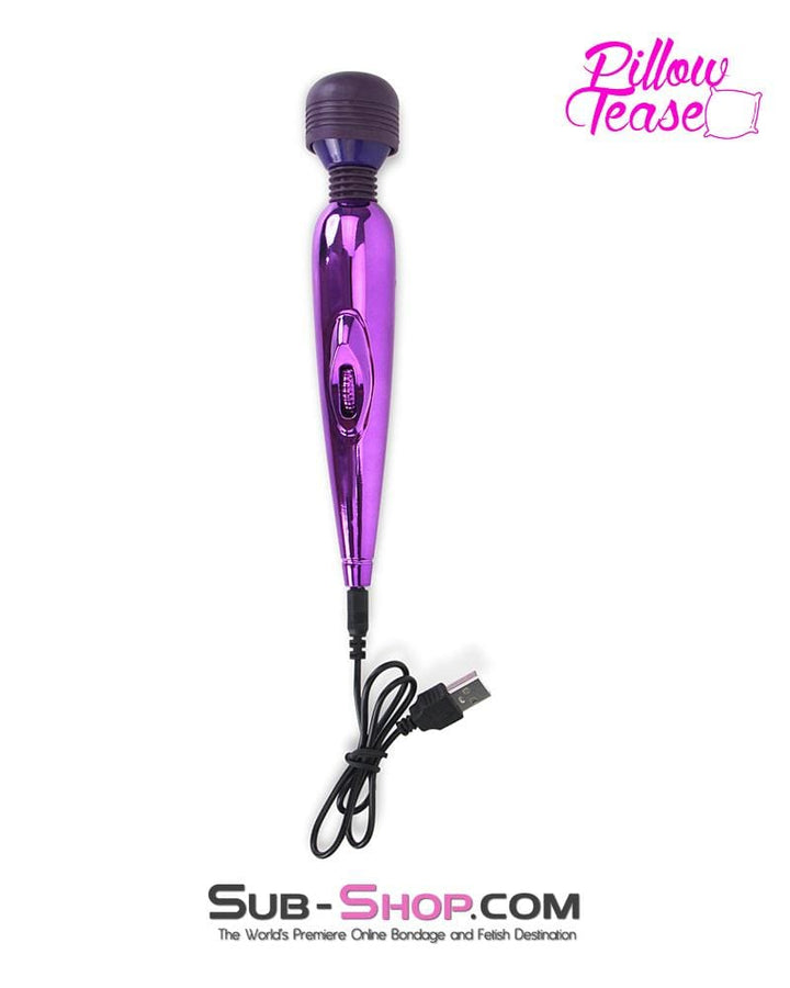 7120S      USB Rechargeable Purple Power Chrome 7" Vibrating Travel Wand Vibrators   , Sub-Shop.com Bondage and Fetish Superstore