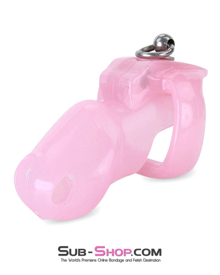 7135M      Long Pink Cock Cage with Lead Ring and Small Cock Cuff Ring Chastity   , Sub-Shop.com Bondage and Fetish Superstore