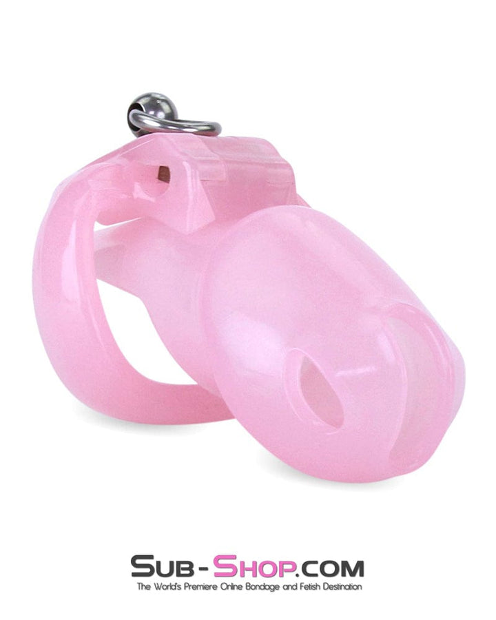 7135M      Long Pink Cock Cage with Lead Ring and Small Cock Cuff Ring Chastity   , Sub-Shop.com Bondage and Fetish Superstore