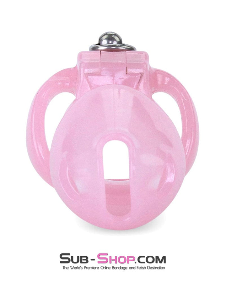 7135M      Long Pink Cock Cage with Lead Ring and Small Cock Cuff Ring Chastity   , Sub-Shop.com Bondage and Fetish Superstore