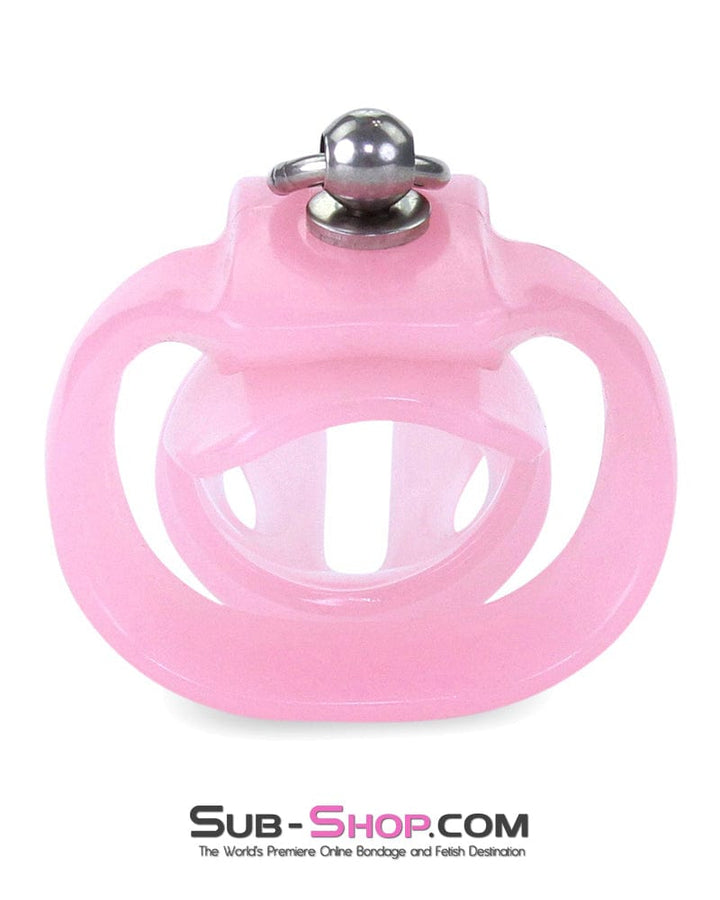 7135M      Long Pink Cock Cage with Lead Ring and Small Cock Cuff Ring Chastity   , Sub-Shop.com Bondage and Fetish Superstore