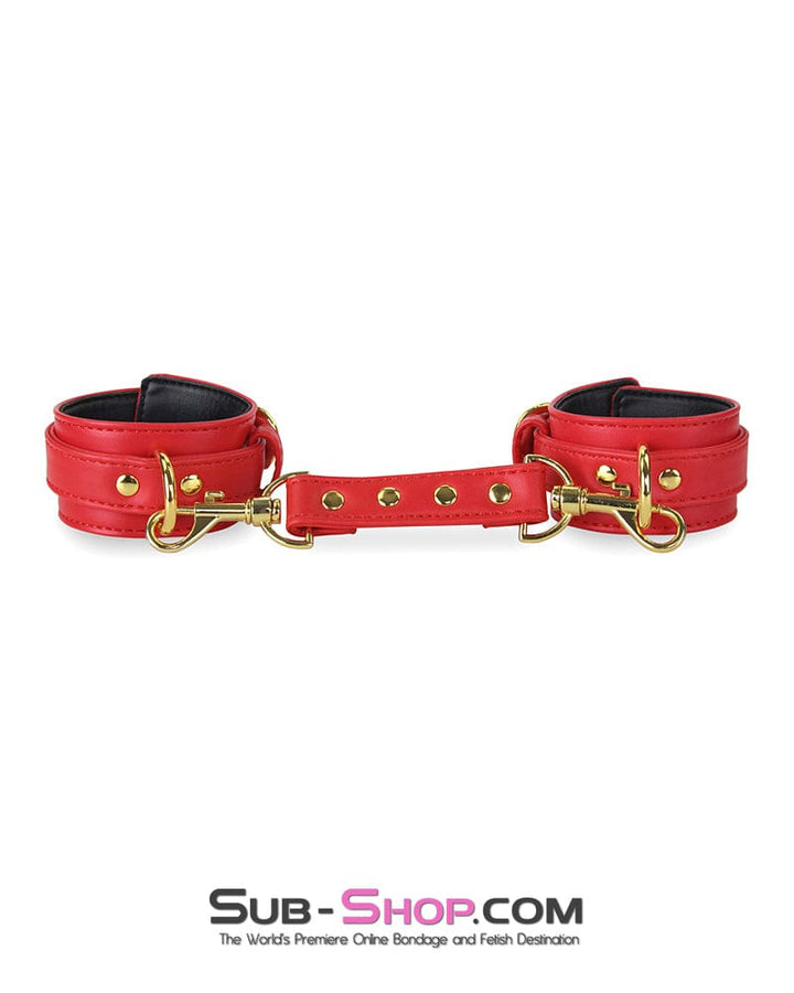 7143M      Red Hots Gold Standard Padded Supple Wrist Bondage Cuffs with Connector Cuffs   , Sub-Shop.com Bondage and Fetish Superstore