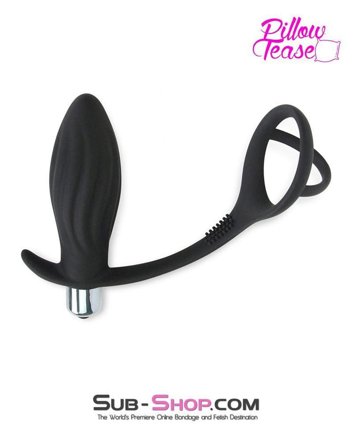 7153S      Vibrating Silicone Waves Butt Plug with Cock and Balls Ring - LAST CHANCE - Final Closeout! MEGA Deal   , Sub-Shop.com Bondage and Fetish Superstore