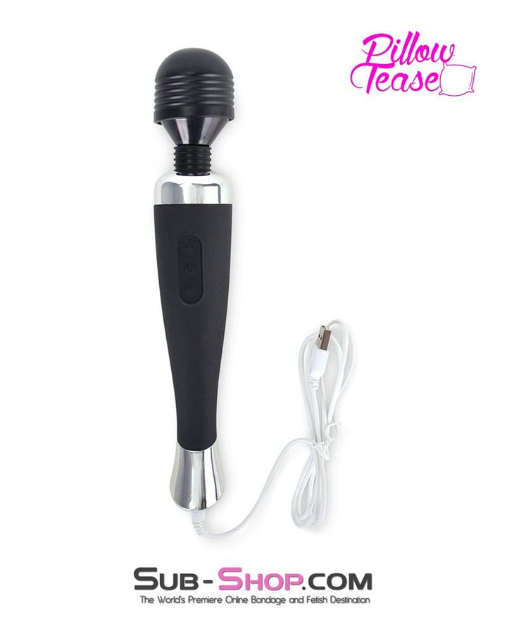 7182M      Waterproof 10 Function USB Rechargeable Black Magic Wand Vibrator Vibrators   , Sub-Shop.com Bondage and Fetish Superstore