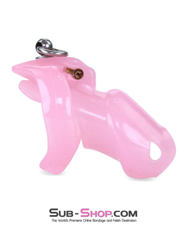 7186M      Long Pink Cock Cage with Lead Ring and Large Cock Cuff Ring Chastity   , Sub-Shop.com Bondage and Fetish Superstore