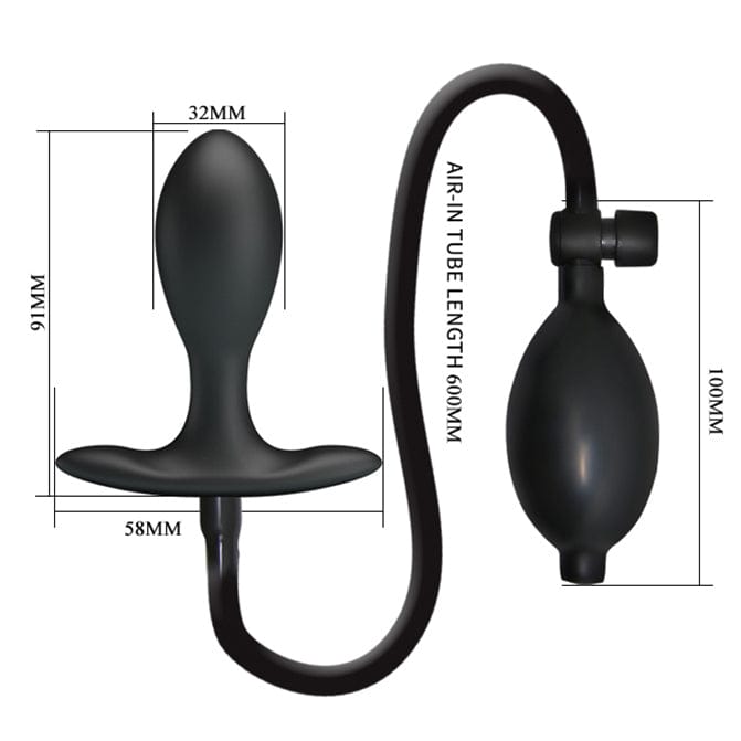 7188M      Inflatable Anal Plug with Metal Vibro Ball Inside Butt Plug   , Sub-Shop.com Bondage and Fetish Superstore